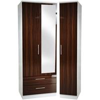 Knightsbridge Ebony Triple Wardrobe with 2 Drawer and Mirror