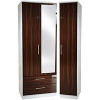 Knightsbridge Ebony Triple Wardrobe - Tall with 2 Drawer and Mirror