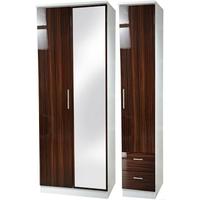 Knightsbridge Ebony Triple Wardrobe with Mirror and 2 Drawer