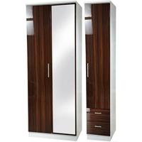 knightsbridge ebony triple wardrobe tall with mirror and 2 drawer