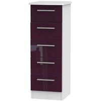 Knightsbridge High Gloss Aubergine and White Chest of Drawer - 5 Drawer Locker