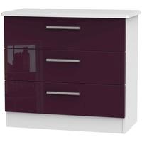 knightsbridge high gloss aubergine and white chest of drawer 3 drawer