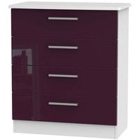 knightsbridge high gloss aubergine and white chest of drawer 4 drawer