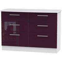 Knightsbridge High Gloss Aubergine and White Chest of Drawer - 6 Drawer Midi