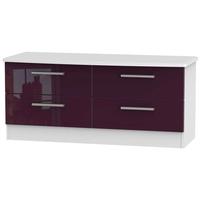 knightsbridge high gloss aubergine and white bed box 4 drawer