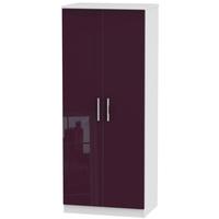 knightsbridge high gloss aubergine and white wardrobe 2ft 6in plain