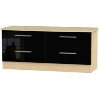 knightsbridge high gloss black and oak bed box 4 drawer