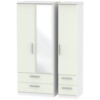 knightsbridge kaschmir matt and white triple wardrobe with drawer and  ...