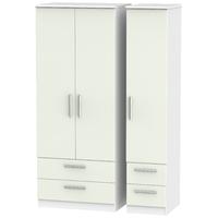 Knightsbridge Kaschmir Matt and White Triple Wardrobe with Drawer