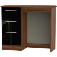 Knightsbridge High Gloss Black and Noche Walnut Dressing Table - Vanity Knee Hole