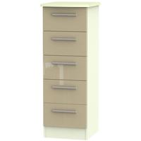 knightsbridge high gloss mushroom and cream chest of drawer 5 drawer l ...