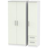 knightsbridge kaschmir matt and white triple wardrobe plain with 2 dra ...