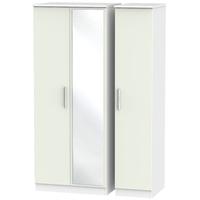 knightsbridge kaschmir matt and white triple wardrobe with mirror