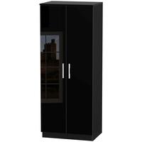 Knightsbridge High Gloss Black Wardrobe - 2ft 6in Plain