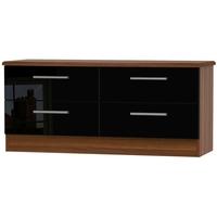 knightsbridge high gloss black and noche walnut bed box 4 drawer