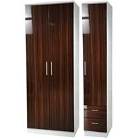 knightsbridge ebony triple wardrobe plain with 2 drawer