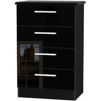 Knightsbridge High Gloss Black Chest of Drawer - 4 Drawer Midi