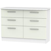 Knightsbridge Kaschmir Matt and White Chest of Drawer - 6 Drawer Midi