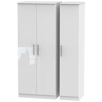 Knightsbridge High Gloss White Triple Plain Wardrobe