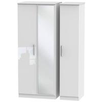 Knightsbridge High Gloss White Triple Wardrobe with Mirror