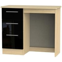 knightsbridge high gloss black and oak dressing table vanity knee hole