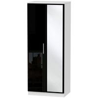 knightsbridge high gloss black and white wardrobe 2ft 6in with mirror