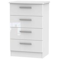 knightsbridge high gloss white chest of drawer 4 drawer midi