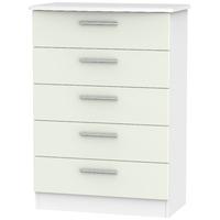 Knightsbridge Kaschmir Matt and White Chest of Drawer - 5 Drawer