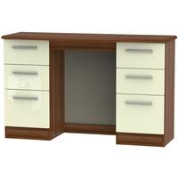 knightsbridge high gloss cream and noche walnut dressing table knee ho ...