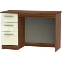 Knightsbridge High Gloss Cream and Noche Walnut Desk - 3 Drawer