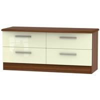 Knightsbridge High Gloss Cream and Noche Walnut Bed Box - 4 Drawer