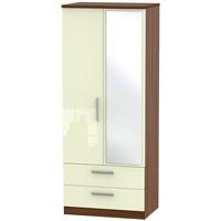 knightsbridge high gloss cream and noche walnut wardrobe 2ft 6in with  ...