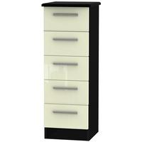 Knightsbridge High Gloss Cream and Black Chest of Drawer - 5 Drawer Locker