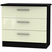 knightsbridge high gloss cream and black chest of drawer 3 drawer