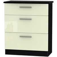 knightsbridge high gloss cream and black chest of drawer 3 drawer deep