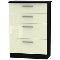 knightsbridge high gloss cream and black chest of drawer 4 drawer deep