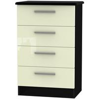 Knightsbridge High Gloss Cream and Black Chest of Drawer - 4 Drawer Midi