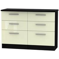 Knightsbridge High Gloss Cream and Black Chest of Drawer - 6 Drawer Midi