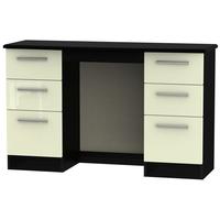 Knightsbridge High Gloss Cream and Black Dressing Table - Knee Hole Double Pedestal