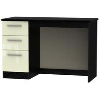 Knightsbridge High Gloss Cream and Black Desk - 3 Drawer