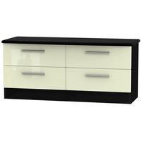 Knightsbridge High Gloss Cream and Black Bed Box - 4 Drawer