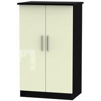 knightsbridge high gloss cream and black wardrobe 2ft 6in plain midi