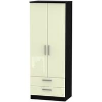 knightsbridge high gloss cream and black wardrobe tall 2ft 6in with 2  ...