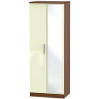 knightsbridge high gloss cream and noche walnut wardrobe tall 2ft 6in  ...