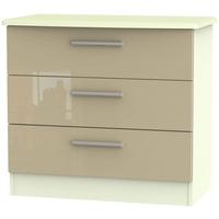 knightsbridge high gloss mushroom and cream chest of drawer 3 drawer