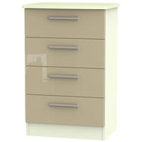 Knightsbridge High Gloss Mushroom and Cream Chest of Drawer - 4 Drawer Midi