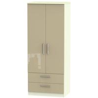 knightsbridge high gloss mushroom and cream wardrobe 2ft 6in with 2 dr ...