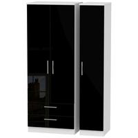 knightsbridge high gloss black and white triple wardrobe tall with 2 d ...