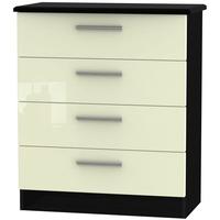 Knightsbridge High Gloss Cream and Black Chest of Drawer - 4 Drawer