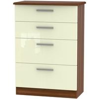 knightsbridge high gloss cream and noche walnut chest of drawer 4 draw ...